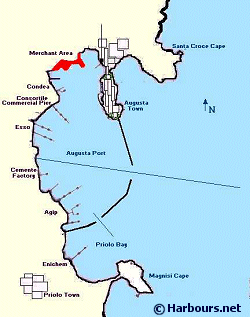 Cliccare per ingrandire la cartina della rada/Click on to see port-map