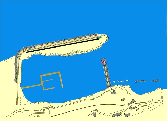 Capo D'Orlando - mare Tirreno - Cartina del porto- Da non utilizzare per la navigazione, consultare sempre il portolano e le carte nautiche ufficiali.