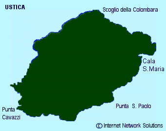 Cartina dell'Isola di Ustica - Cliccare per vedere il dettaglio di Cala S.Maria/Click on to see detail